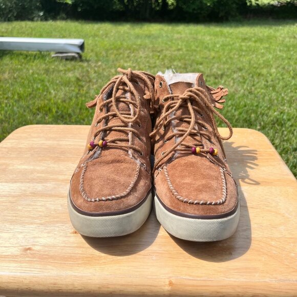 UGG Australia Ariani 3319 Fringe Beaded Moccasin Ankle Booties Brown Size 10 - Picture 2 of 8